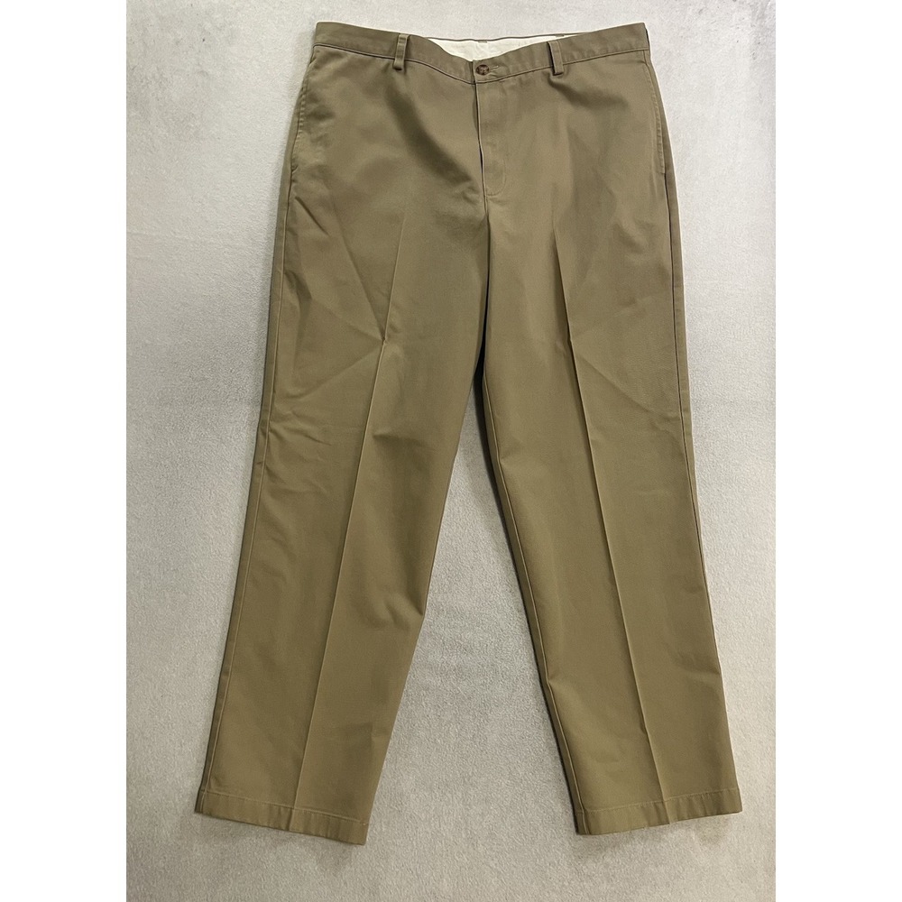 LL Bean Trouser Chino Pants Men's Size 38x32 Khaki Tan Cotton 212332